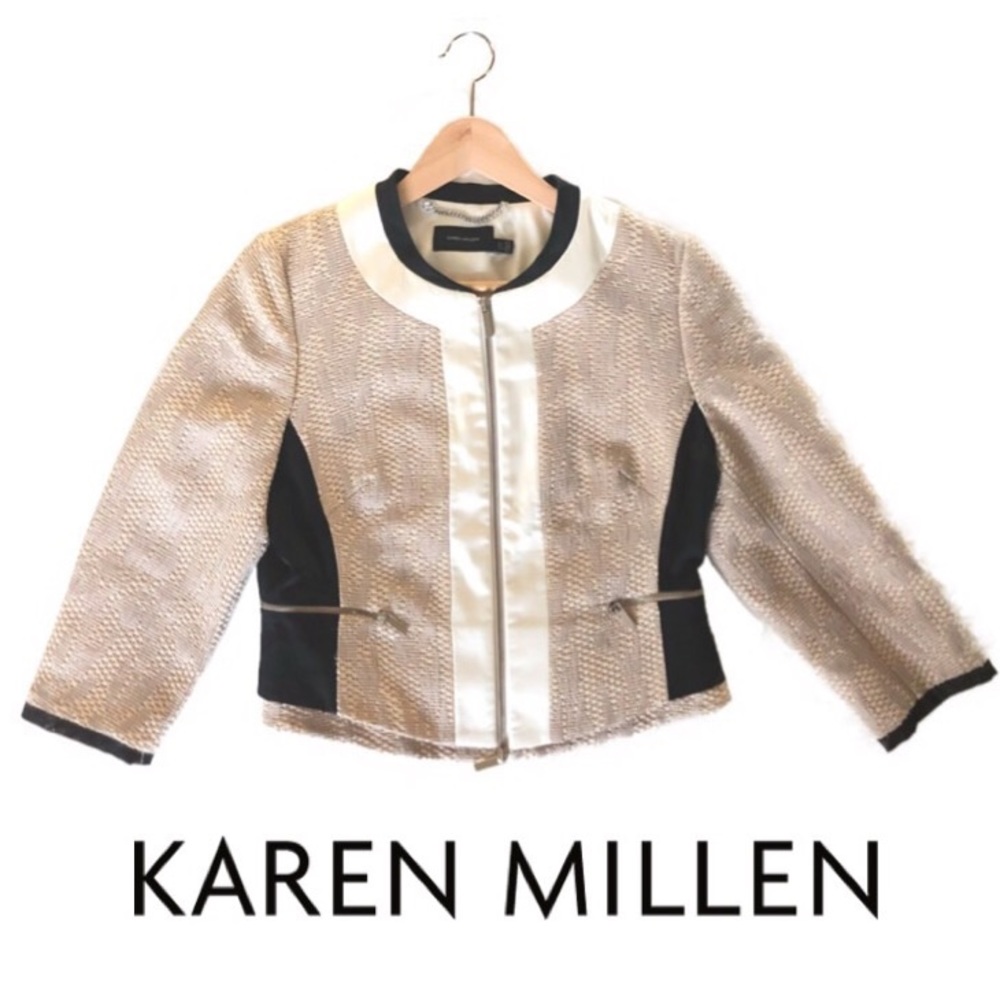 Karen Millen: Colourblock Tweed Jacket. Size: 8